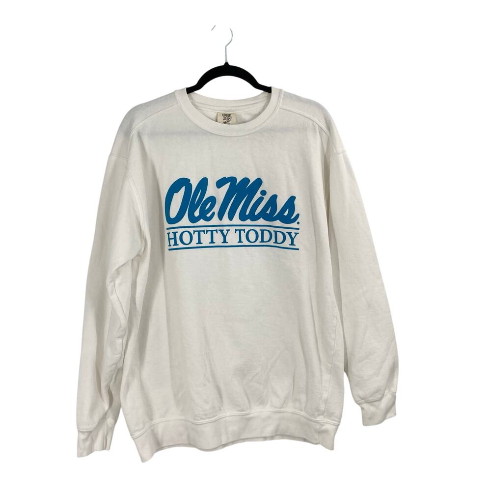 Comfort Colors White Sweatshirt with Blue Graphic